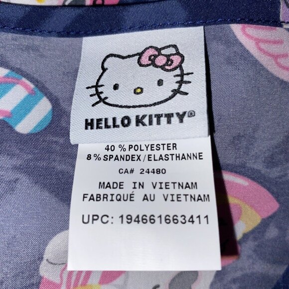 Hello Kitty by Sanrio Ladies Scrub Top Shirt Summer Beach Pool Theme Size Small - Picture 12 of 15